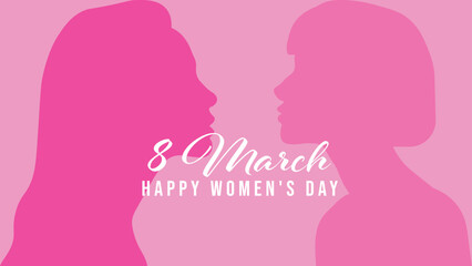  International Women's Day. A set of greeting cards with beautiful women. Legacy of female empowerment. Silhouette vector illustartion