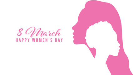  International Women's Day. A set of greeting cards with beautiful women. Legacy of female empowerment. Silhouette vector illustartion