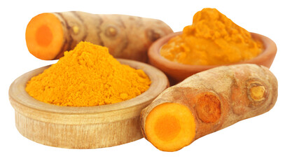 Turmeric over white background