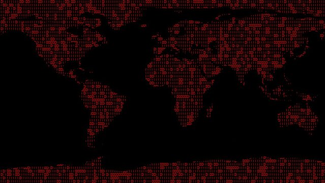 Cryptocurrency mining. Digital map of the earth. Alpha channel is included. 3D animation. Quick Time, codec: PNG, 16-bit color, highest quality. Smooth gradation of color, without banding effect.