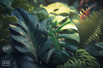 fern tree in the tropical forest, AI generative 