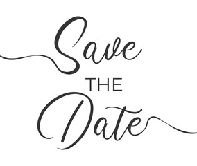 Save the date sign on white background. Can be used business company for social media, networks, promotion and advertising.