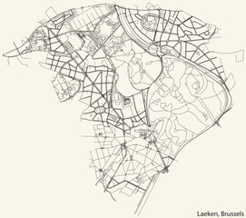 Detailed hand-drawn navigational urban street roads map of the LAEKEN of the Belgian city of BRUSSELS, Belgium with vivid road lines and name tag on solid background