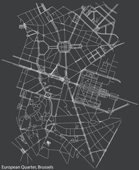 Street roads map of the EUROPEAN QUARTER (QUARTIER EUROPÉEN, EUROPESE WIJK), BRUSSELS