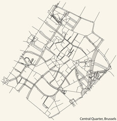 Street roads map of the CENTRAL QUARTER (QUARTIER DU CENTRE, CENTRUMWIJK), BRUSSELS