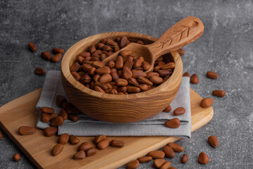 Pine nuts shelled and peeled. Сedar nuts. Toasted Organic Healthy Food.