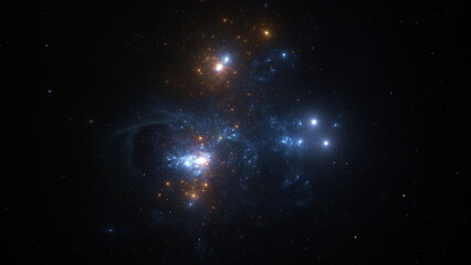 Luminous modern abstract background, fractal world. Digital space for use in design. Round shapes and lines. 3d render