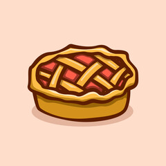 apple pie illustration concept in cartoon style