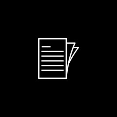  Document with check mark outline vector icon. Symbol, isolated on black background.  