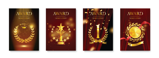 Golden Award Poster Set - obrazy, fototapety, plakaty