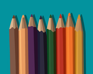 Vector isolated illustration of colored pencils set.