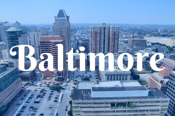 Baltimore city name typography postcard - obrazy, fototapety, plakaty