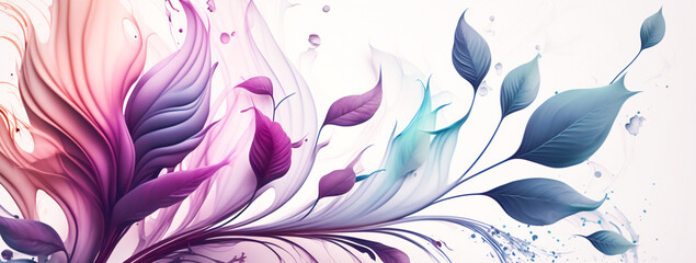 Pastel colored abstract floral background. Decorative foliage illustration. Created with Generative AI technology.