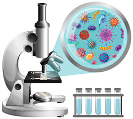 Microscope view germs and virus