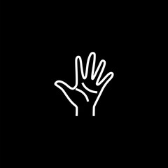 Fototapeta na wymiar Volunteer hand line icon icon isolated on black background. 
