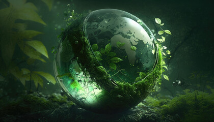 Obraz na płótnie Canvas Generative Ai Green Planet Earth