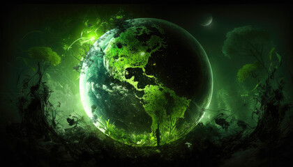 Obraz na płótnie Canvas Generative Ai Green Planet Earth