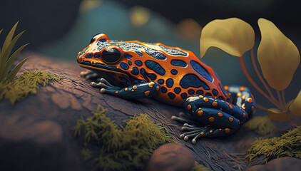 Sleeping poison dart frog. Generative AI.
