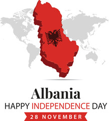 Albania Independence Day, 3d rendering Afghanistan Independence Day illustration with 3d map and flag colors theme.