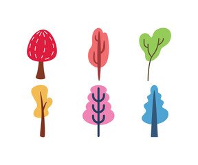 tree icons set vector illustration