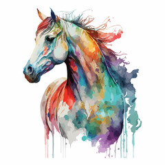 Watercolor Colorful Arabian Horse Vector Design