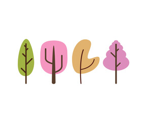tree icons set vector illustration