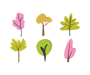 Obraz premium tree icons set vector illustration
