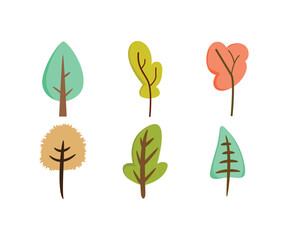 tree and plant icons set illustration