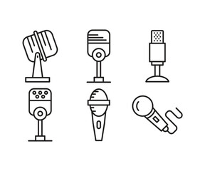 microphone icons set line illustration