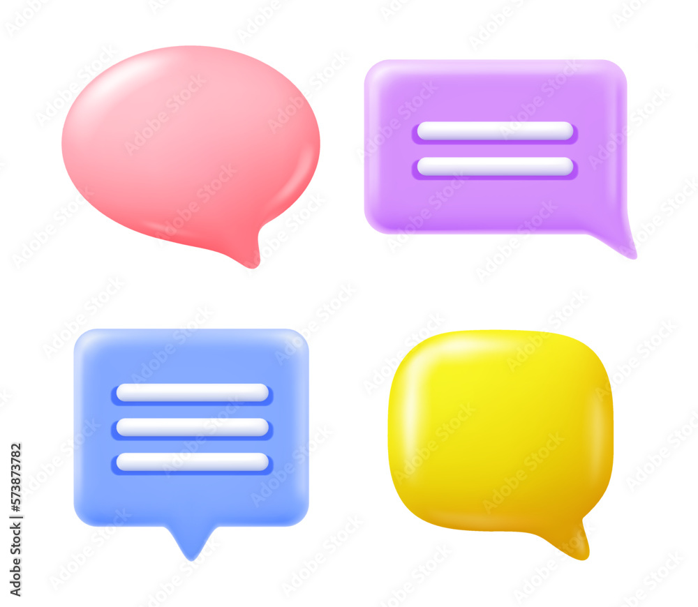 Poster Dialog box, isolated realistic speech bubble for chatting and expressing thoughts. Communication and interaction in internet. 3d style vector illustration