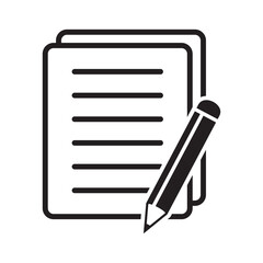 Document with pencil icon vector illustration. Test vector icon.