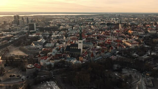 St Olafs church birds eye view Tallinn - February 2023