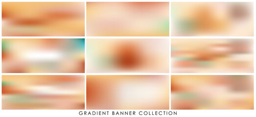 Abstract warm color blurred background set. Banner size template for graphic design. Suitable for cover, wallpaper, branding, business card, social media,mobile apps, landing pages and other projects