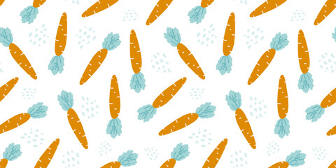 Vector seamless pattern with carrot. Easter themed background in flat style