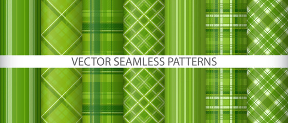 Set fabric vector textile. Plaid pattern check. Background texture seamless tartan.