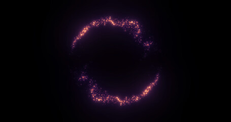 Naklejka premium Abstract glowing looped circle made of purple lines of magical energy particles. Abstract background