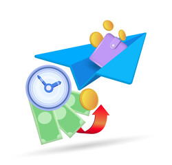 Business. Sending money using the app. Notification, the money has been credited to the account.
A new email. 3D vector illustration.