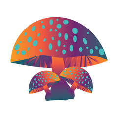 Glowing colorful mashroom illustration vector art.