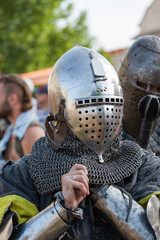 istorical restoration of knightly fights. Summer time medieval festival .Festival of medieval...