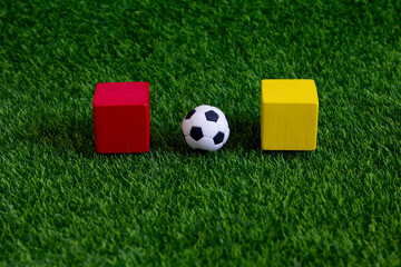 football rules , red and yellow cards , soccer referee punishment sign