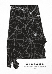 Alabama map vector poster flyer