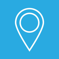Geolocation icon on a blue background. Linear pin code icons of the geolocation map. Vector illustration.