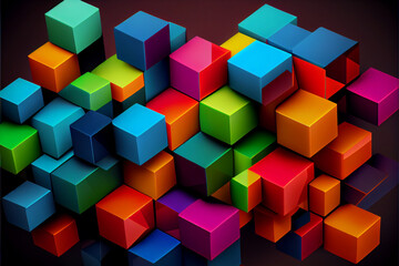 Fototapeta na wymiar Abstract background of colored cubes illustration. Generative AI