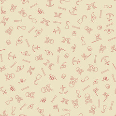 Pirates Themed Freehand Drawings Seamless Pattern Background