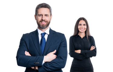 business partners smile isolated on white background. business partners in studio.