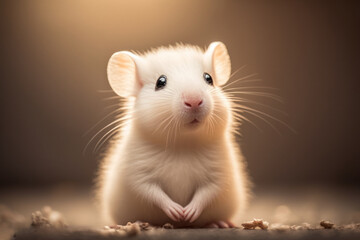 Fototapeta na wymiar Adorable Little White Chibi Mouse. Generative AI.