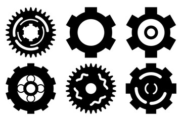 Modern style gears set isolated on white