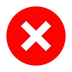 Fototapeta premium Round No or Wrong or Declined Rejected Icon Sign with X Cross in Red Circle. Vector Image.