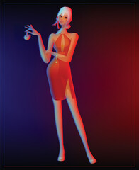 3d studio character highlight light club night dance blue red party