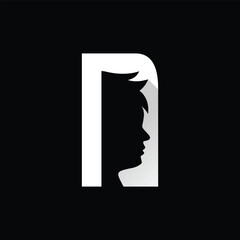 Letter N Boy Face Logo Design Template Inspiration, Vector Illustration.